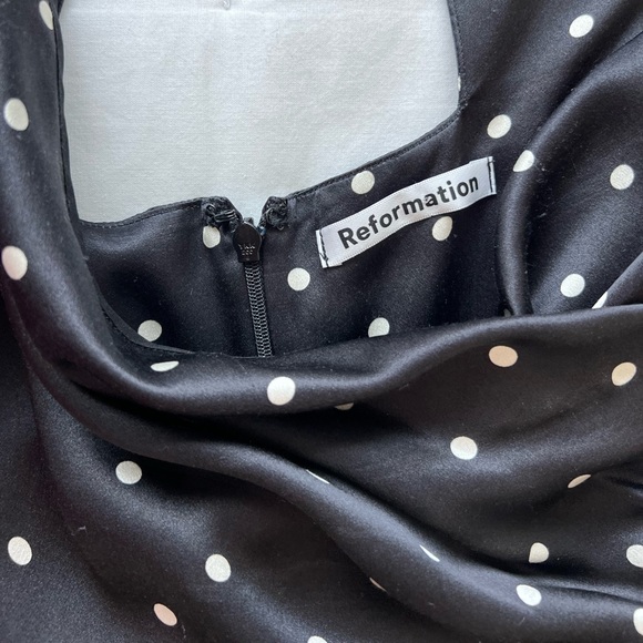 Reformation 2 Lane Silk Polka Dot Wrap Style Mini Dress - Picture 10 of 13